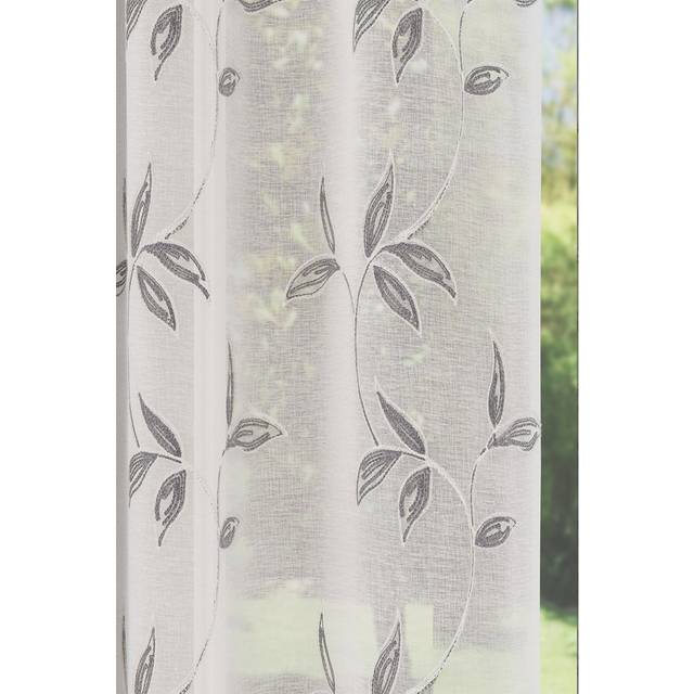 Antwin Polyester Sheers & Voiles Rod Pocket Curtain Single - White;Grey (139.7cm Width x 228.6cm Drop)