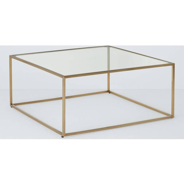 John Lewis Langham Square Glass Coffee Table, Brass