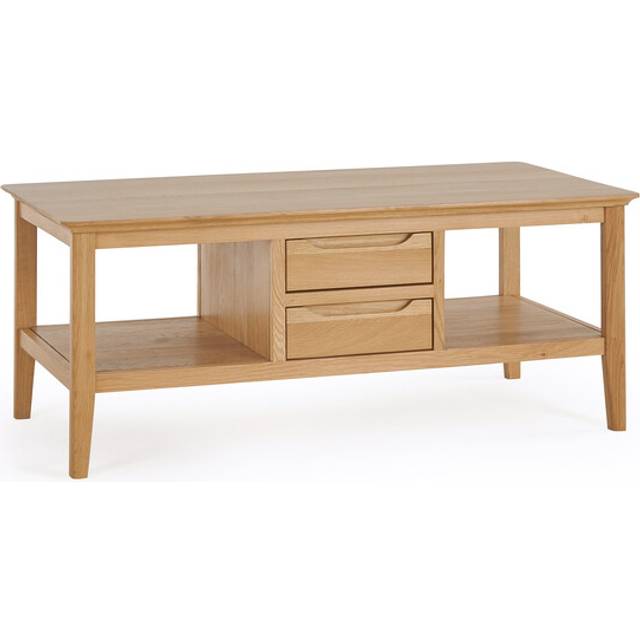 Natural Solid Oak Coffee Tables - 4 Drawer Coffee Table - Copenhagen Range - Oak Furnitureland
