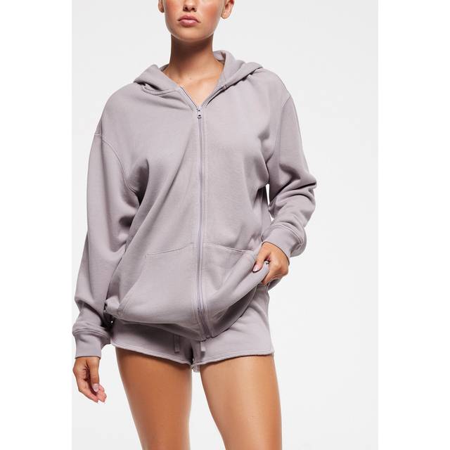 SKIMS Oversized Zip Up Hoodie | Purple | Medium | French Terry - Oyster