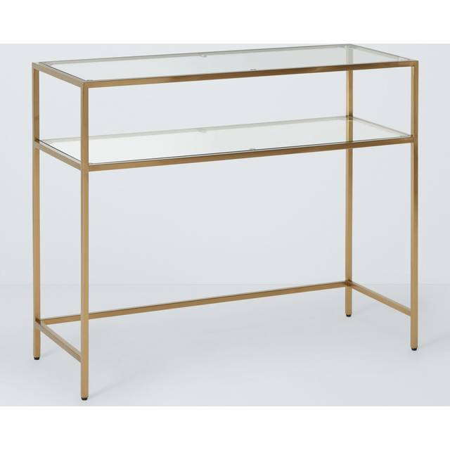 John Lewis Langham Rectangular Glass Console Table, Brass