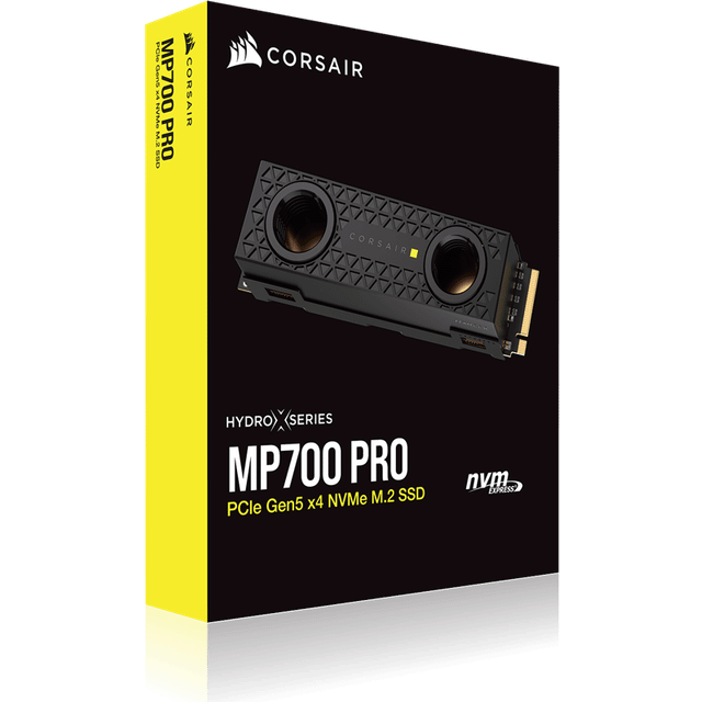CORSAIR MP700 PRO Hydro X Series 2 TB M.2 PCIe Gen5 x4 NVMe 2.0 SSD - M.2 2280 - Upp Till 12 400 MB/Sek Sekventiell Läsning - High-Density TLC NAND - Förinstallerat Vattenblock - Svart