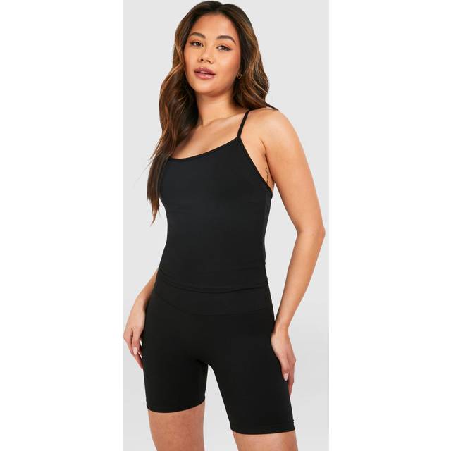Womens Premium Sculpt Padded Strappy Sports Vest - Black - L, Black