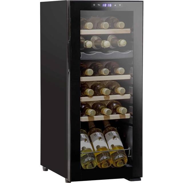 Baridi 18 Bottle Dual Zone Wine Cooler, Fridge, Touch Screen Controls, Wooden Shelves, LED - Black