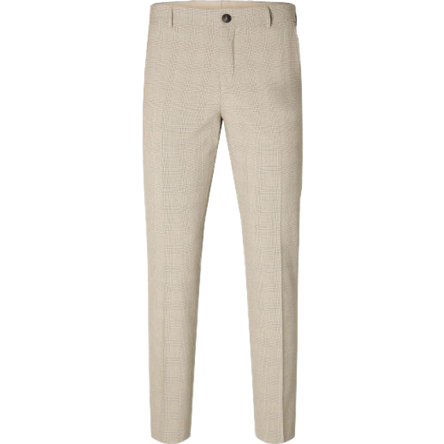 SELETED HOMME Herr Slhslim-Liam Sand Check TRS Flex Noos byxor, Sand/kontroll: brun, 56 SE