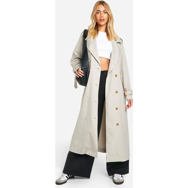 Womens Oversized Midaxi Trench Coat - Grey - 8, Grey
