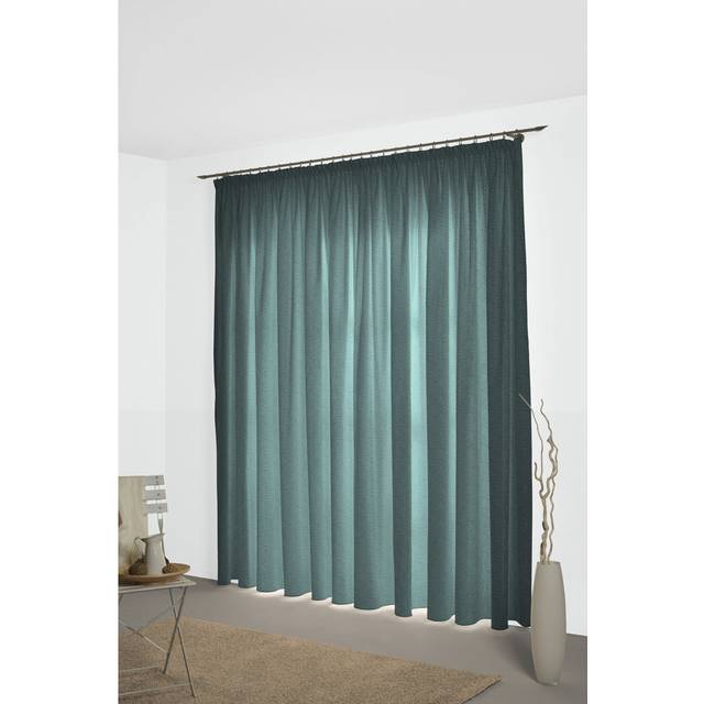 Torbole Polyester Blend Room Darkening Pinch Pleat Curtain Panel - Petrol (132cm wide x 295cm high)