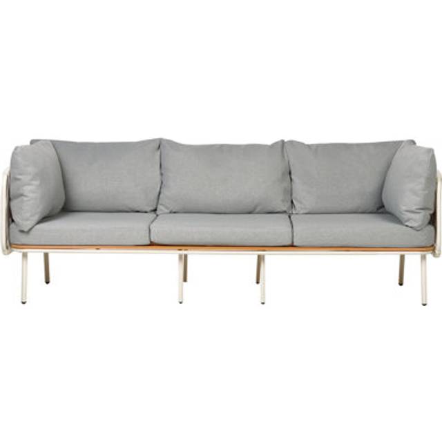 Beliani Garden Sofa 3 Seater Senise Metal Grey, Grey