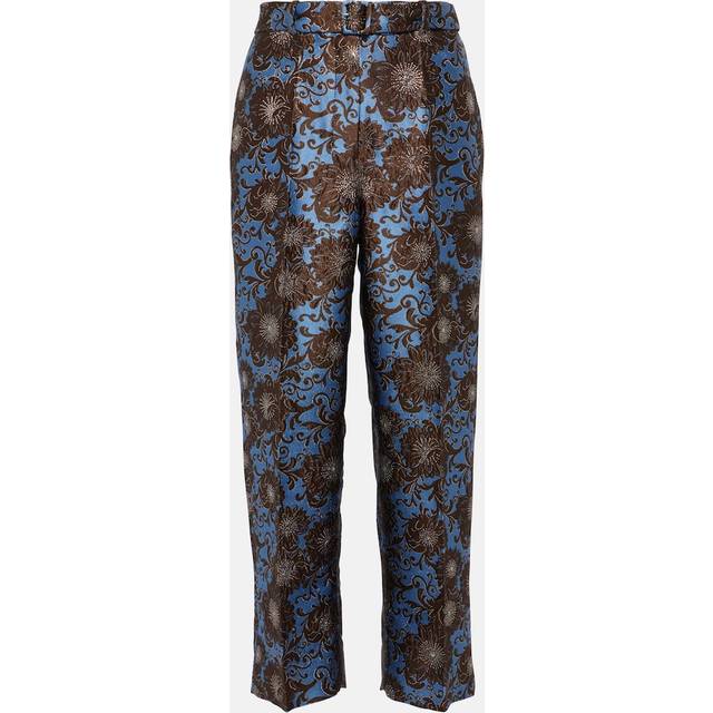 'S Max Mara Elio floral jacquard straight pants - blue (UK 14)