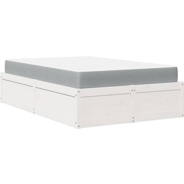 Vidaxl - Bed with Mattress White 120x190 cm Small Double Solid Wood Pine