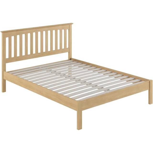 Slumberworx Dunkeld Solid Wooden Oak Bed Frame - Low Footboard - Shaker Style -double, Brown