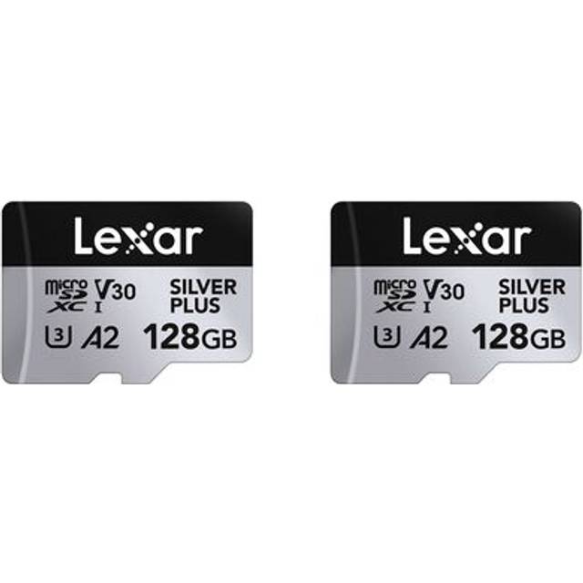 Lexar Silver Plus 128GB UHS-I V30 (205MB/s) microSDXC - Twin pack - Sliver