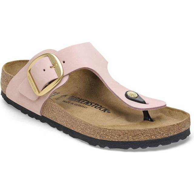 BIRKENSTOCK Gizeh Big Buckle Damen Zehentrenner moderne Nubukleder-Sandalen Made in Germany farbenfrohe Sommer-Schuhe normale Weite 1027095 Rosa