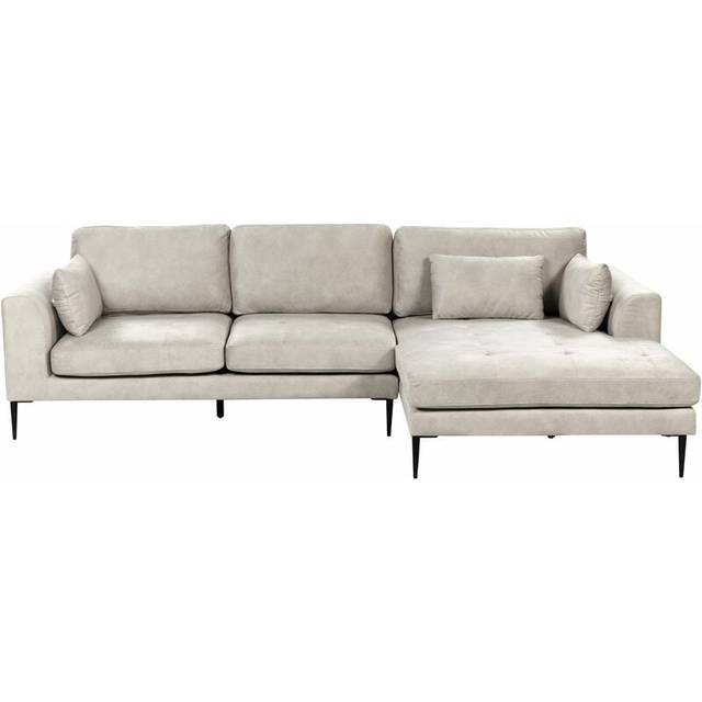 Beliani Velvet Left Hand Corner Sofa Light Grey Flam, Grey