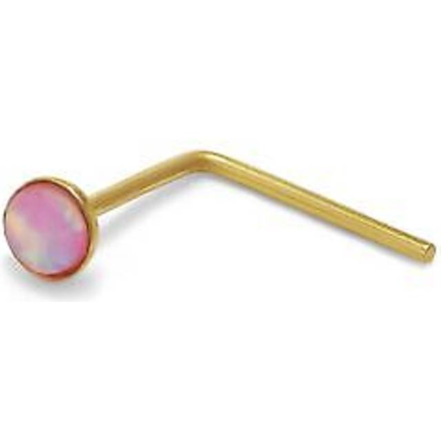 9ct gold fuchsia opal stone l-shaped 22ga nose stud