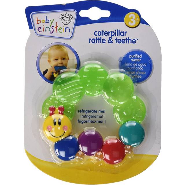 Baby Einstein, bitring-pelare skallra och chill tandsprickningsleksak, lugnande relief, multisensorisk stimulering, massage ömma tandkött, lätt att hålla, vattenfylld, åldrarna 3 månader +