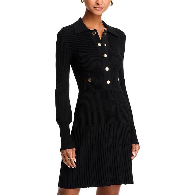 Veronica Beard Lauper ribbed-knit minidress - black (UK 16)