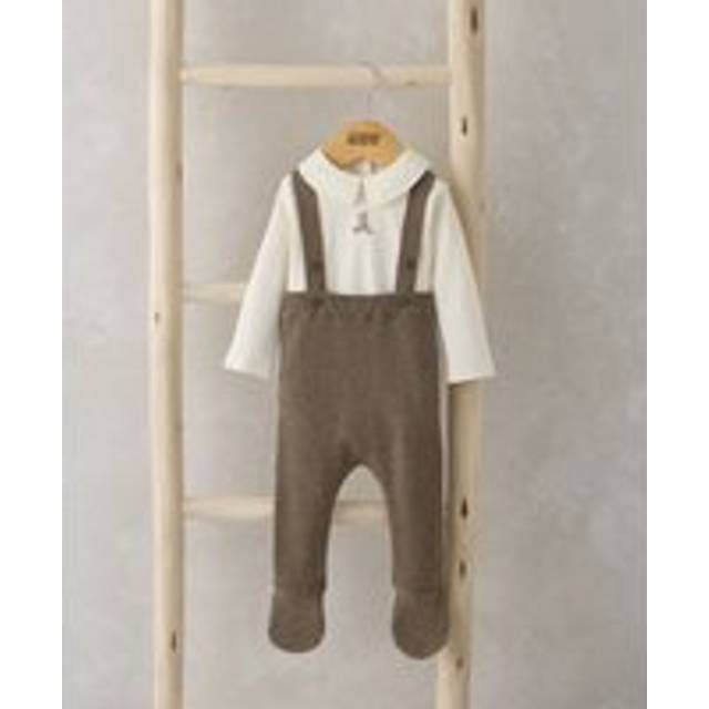 Knitted Dungarees & Bodysuit - Teddy Bear - BROWN - 0-3 Months