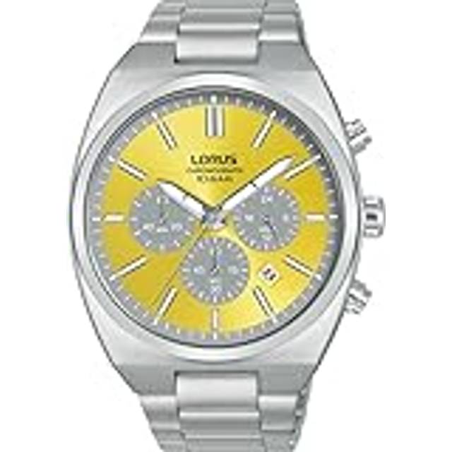 Lorus Mens Multisports Chronograph Silver Tone Yellow Watch RT367KX9