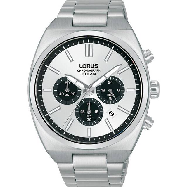 Lorus Mens Sports Chronograph Silver Tone Sunray Watch RT369KX9