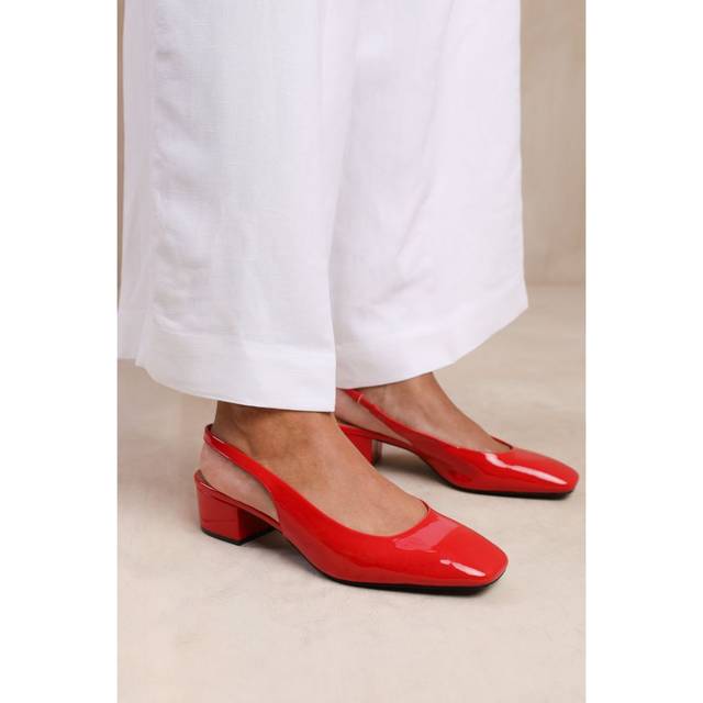 Michigan Wide-Fit Square Toe Slingback Heels - Red - Size 5 - Where's That From