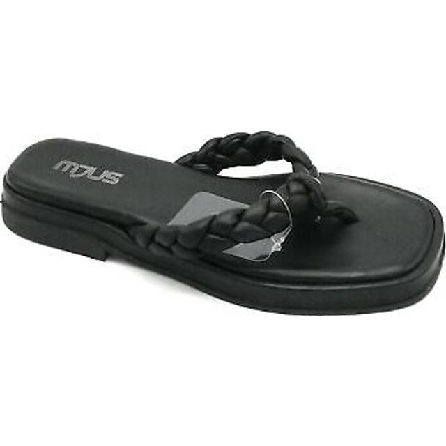 Mjus P48007 Sandal Flip-flop Woven Leather Black Rubber Sole D