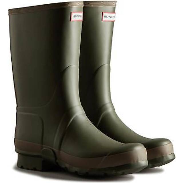 (10 UK, Dark Olive/Clay) Hunter Mens Gardener Waterproof Wellington Boots