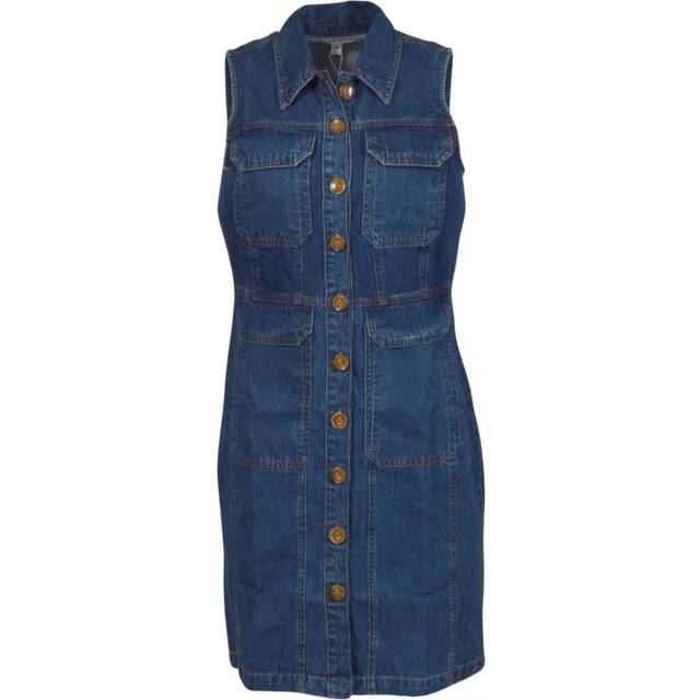 Warehouse Womens Denim Sleeveless Shirt Dress - Blue - Size 8 UK