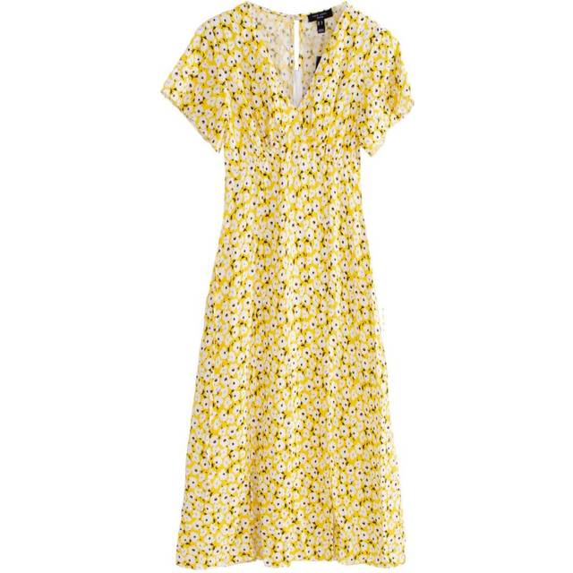 New Look Womens Daisy Floral Summer Dress - Yellow viscose - Size 4 UK