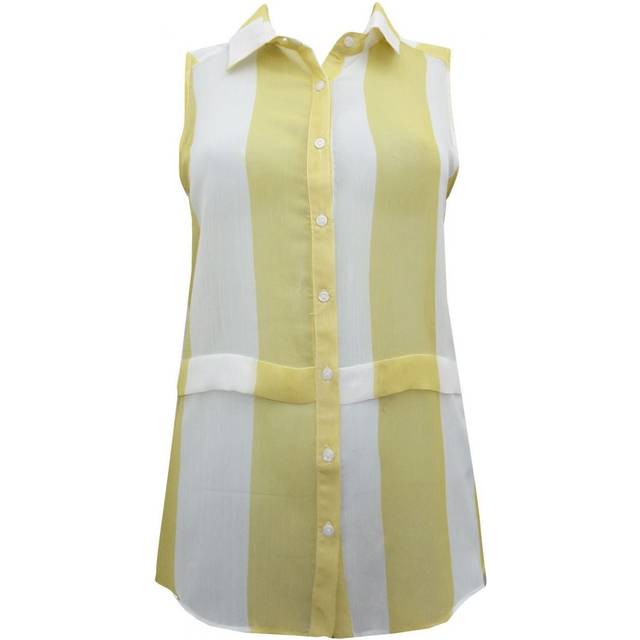 Secret Label Womens Striped Sleeveless Chiffon Blouse - Yellow - Size 10 UK