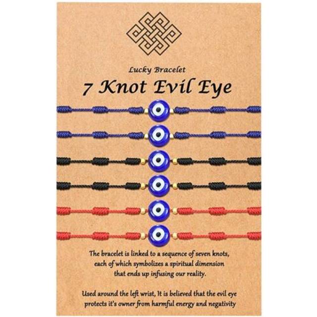 Lucky 6pcs 7 knots evil eye red string bracelet buddhistic kabbalah amulet gift