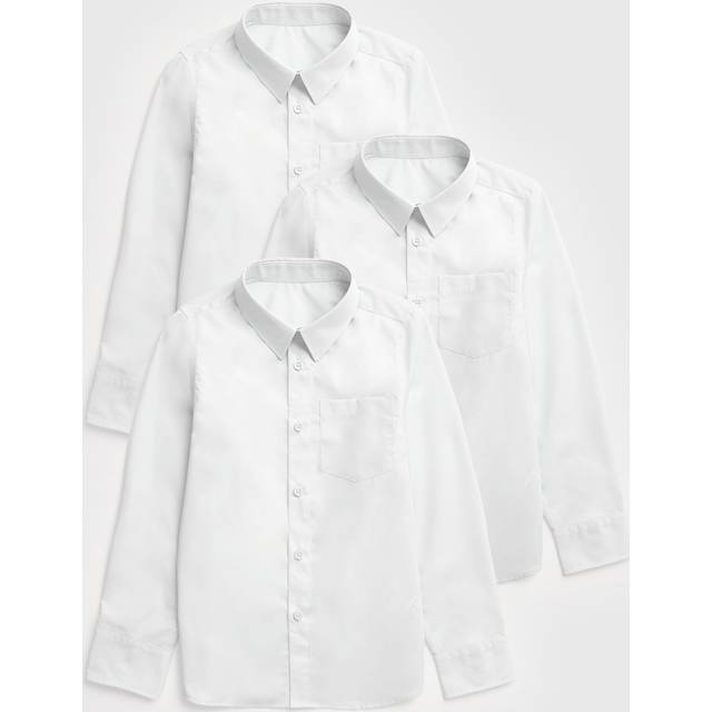 3 Pack White Long Sleeve School Shirts 3 years