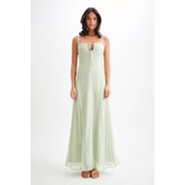 Saira Chiffon Maxi Dress - Pastel Green - 3XL