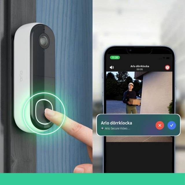Arlo Essential 2 2K Smart Video Doorbell, Wire-free, & Chime 2, White and Black