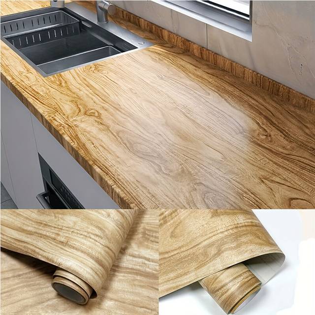 (Pine Wood, WRGYETH) Self-Adhesive Vinyl Wood Grain Wallpaper Roll, Detachable Texturized Contact Paper