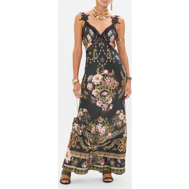 V Neck Full Length Bias Slip Dress Dynasty Daze, XS
