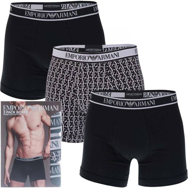 Armani Mens 3 Pack of Boxers in Various - Multicolour Cotton - Size Small