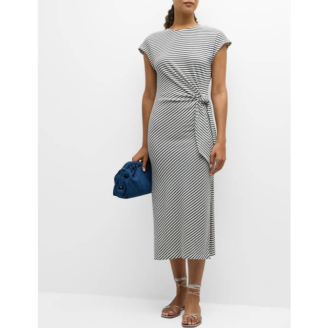 Selah Striped Midi Dress - IVORY NAVY STRIPE - X-Small