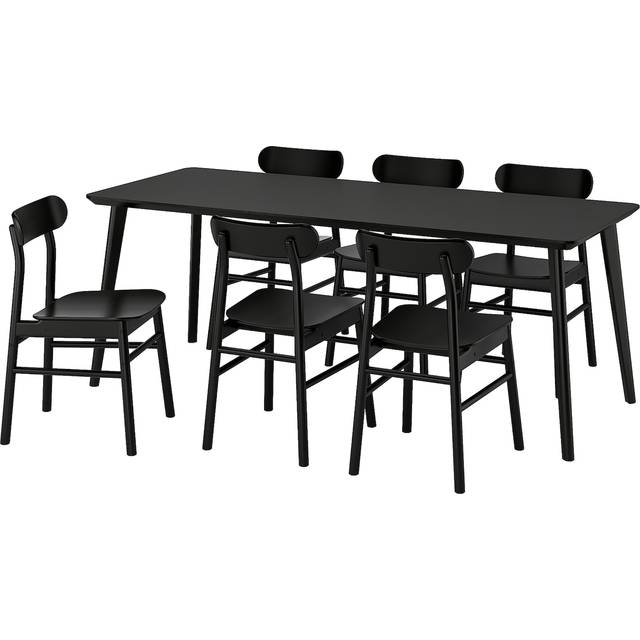 LISABO / RÖNNINGE bord och 6 stolar, svart/svart, 200x78 cm