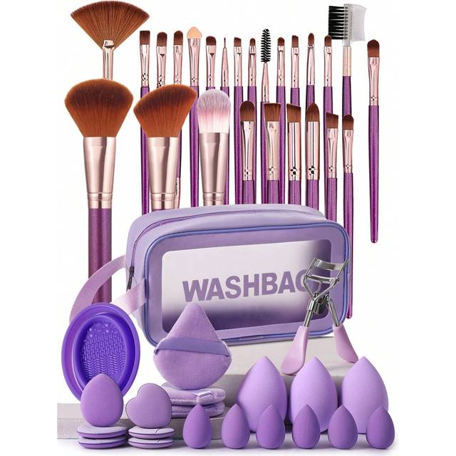SHEIN 46pcs Professional Makeup Tool Set, Including 25 Makeup Brushes Such As Foundation Brush, Powder Brush, Blush Brush, Highlight Brush, Eyeshadow Brush,