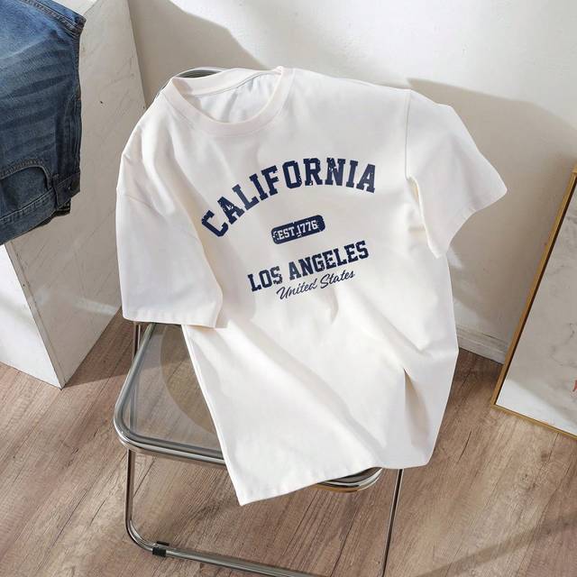 SHEIN Teen Boy Casual Minimalistic Cartoon Letter Print Short Sleeve T-Shirt, Cotton Blended, Suitable For Summer