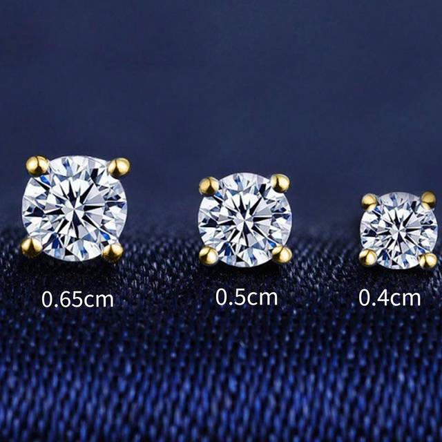 SHEIN 0.6-2ct Moissanite Earrings, Platinum/Yellow-Gold Plated, S925 Sterling Silver 4/6 Prongs Setting, Exquisite Luxury Stud Earrings For Men & Women, Eng