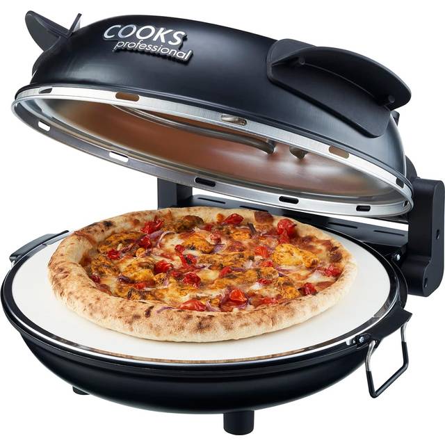 Cooks Professional Electric Pizza Oven w/ Stone Base & Glass Window - Grey, Grey