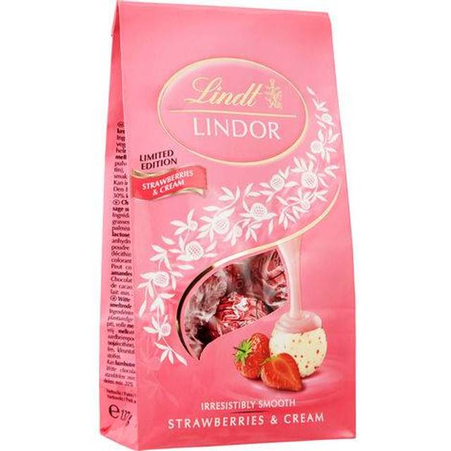 Lindt LINDOR Strawberries & Cream Vita Chokladpraliner 137g