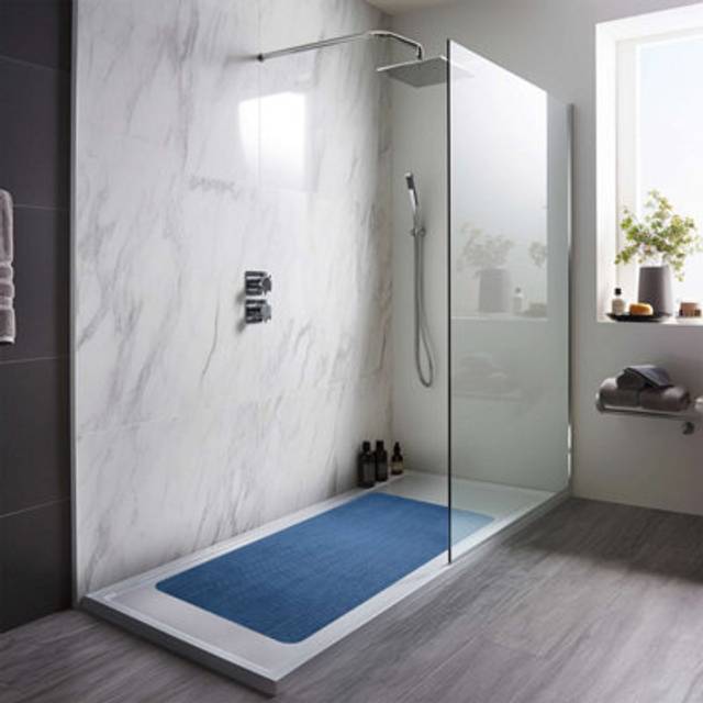 (Blue/Green, 100x40cm) Nicoman Reversible Anti Slip Dual-Colour Shower Mats