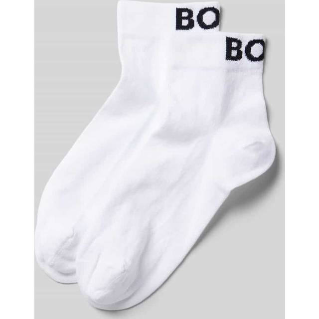 Two-pack of quarter-length socks with contrast logos - White