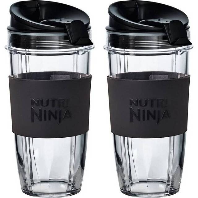 Two Large 650ml Nutri Ninja Cups with Two Sip & Seal Lids