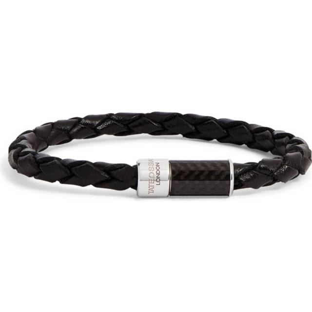 Tateossian Leather Carbon Pop Braided Bracelet - Black - One size
