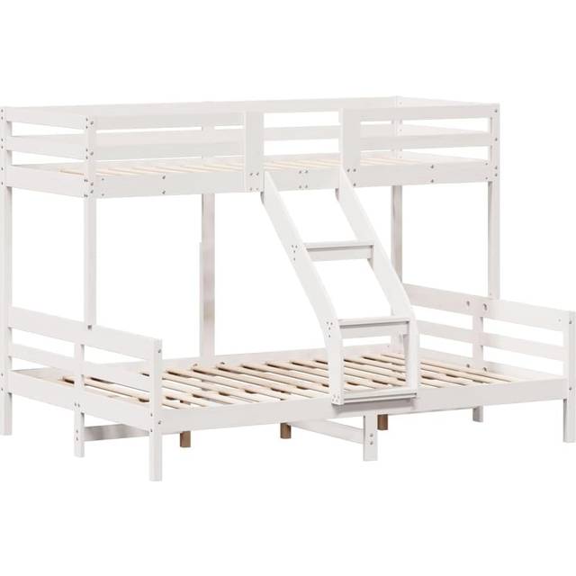 Våningssäng 90x200/140x200 cm vit massiv furu