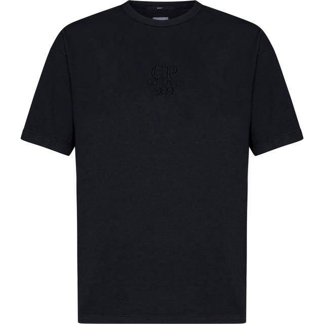 CP Company Men's 20/1 Jersey Boxy Logo T-Shirt Black Sand - Size: 46/Regular